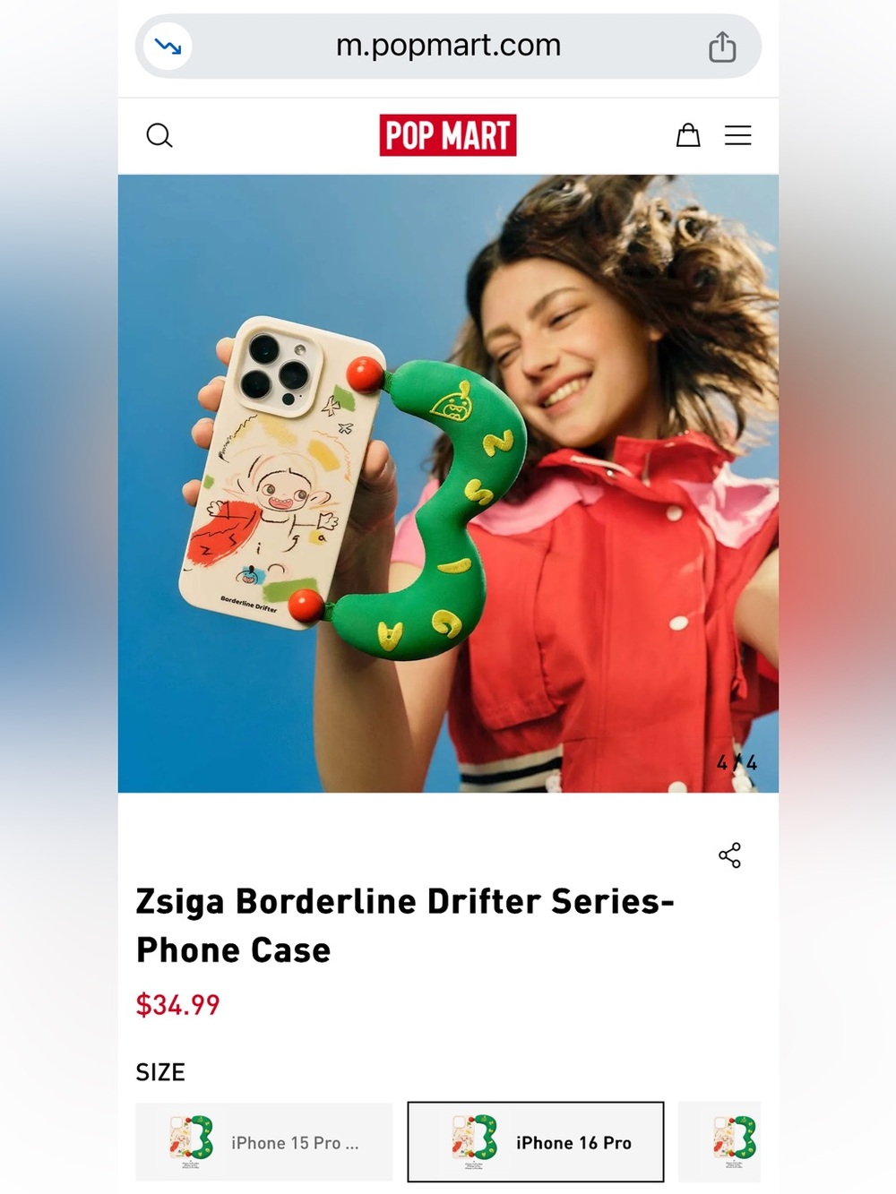Popmart Zsiga Borderline Drifter Series-Phone Case iphone16 Pro